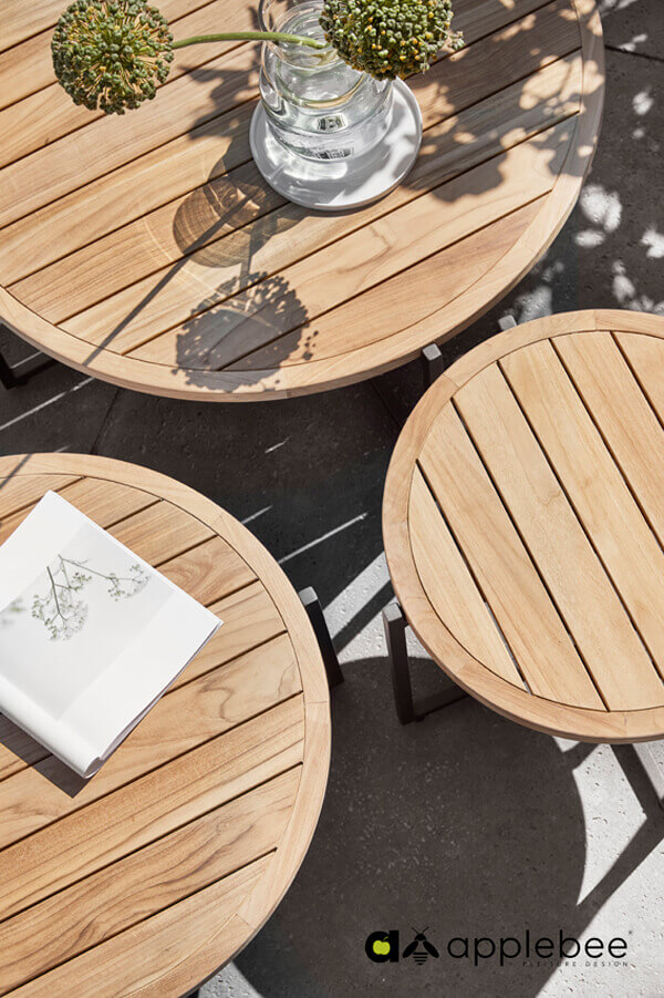 Condor ogrodowy stolik kawowy aluminium drewno teakowe Apple Bee