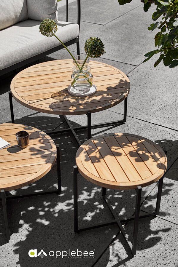 Condor ogrodowy stolik kawowy z aluminium i drewna teakowego stoliki ogrodowe Apple Bee