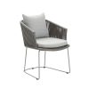 Moments eleganckie krzesło ogrodowe na płozie 2 kolory Soft Rope szare krzesło poduszka jasnoszara Light grey meble ogrodowe Cane-line
