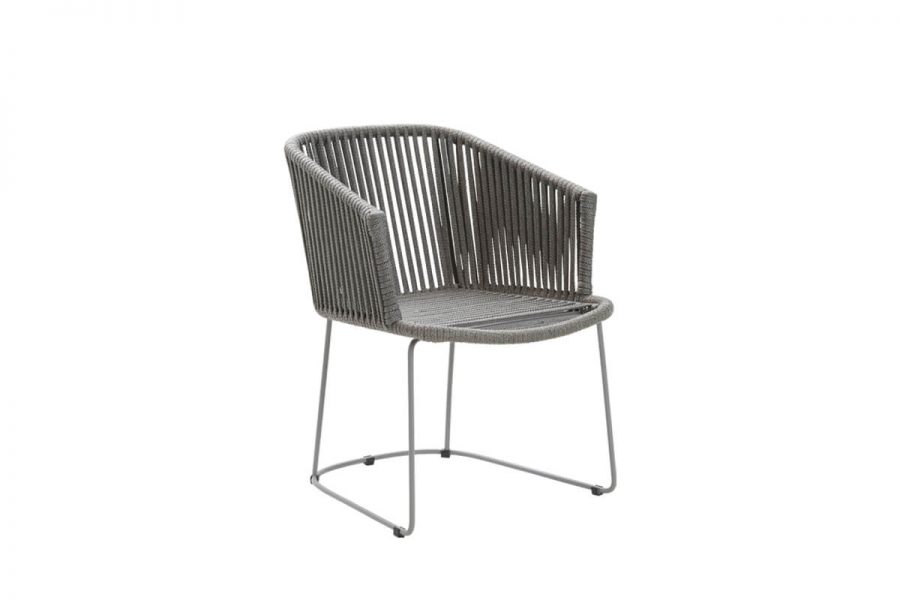 Moments eleganckie krzesło ogrodowe na płozie 2 kolory szary bez poduszki Soft Rope meble ogrodowe Cane-line
