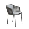 Moments eleganckie krzesło ogrodowe szare poduszka jasnoszara Natte Light grey lina PP Cane-line luksusowe meble ogrodowe