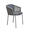 Moments eleganckie krzesło ogrodowe szare poduszka szara Natte Grey lina PP Cane-line luksusowe meble ogrodowe
