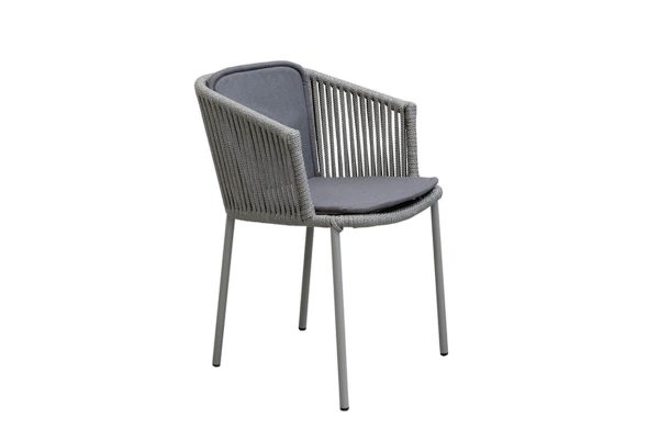 Moments eleganckie krzesło ogrodowe szare poduszka szara Natte Grey lina PP Cane-line luksusowe meble ogrodowe