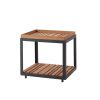 Level mały kwadratowy stolik kawowy ogrodowy 48 cm szare aluminium drewno teakowe luksusowe meble ogrodowe Cane-line