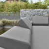 Salerno nowoczesny narożnik ogrodowy z aluminium zagłówki regulowane poduszki Olefin szare Twoja Siesta
