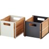 Box designerska skrzynka do przechowywania biała szara drewno teakowe aluminium Cane-line