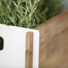 Box designerska skrzynka do przechowywania białe aluminium drewno teakowe