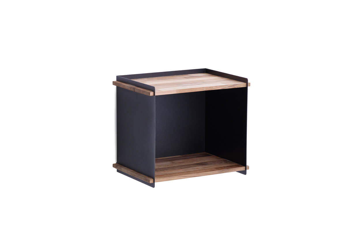 Box Wall designerska półka skrzynka do ogrodu ciemnoszara lava aluminium drewno teakowe luksusowe meble ogrodowe Cane-line