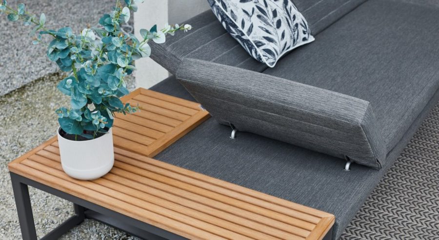 Bodo nowoczesna sofa ogrodowa leżanka z ruchomym oparciem rama ciemnoszara Twoja Siesta