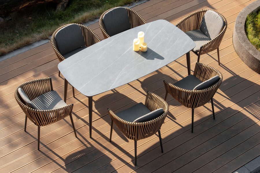 Groppo ogrodowy zestaw stołowy 6 osób stół krzesła ogrodowe zestaw mebli Twoja Siesta luksusowe meble ogrodowe technorattan