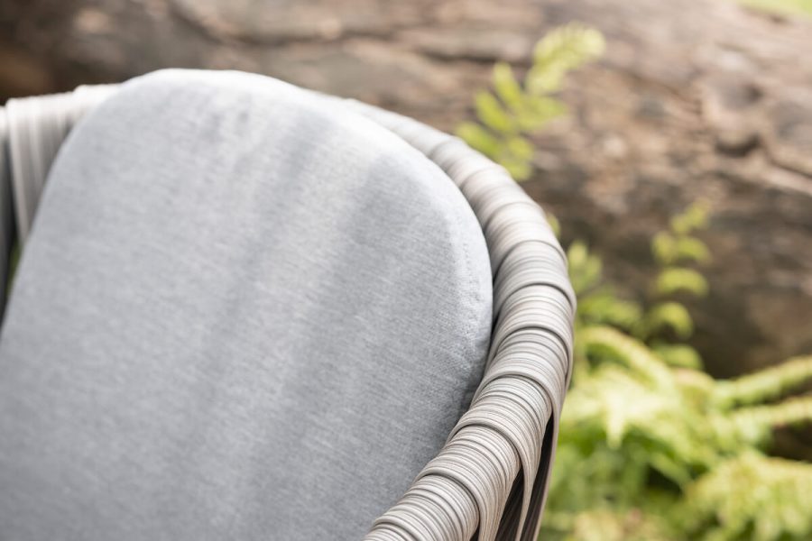 Manarola zestaw stołowy ogrodowy dla 6 osób krzesła ogrodowe szare poduszki Twoja Siesta eleganckie meble ogrodowe