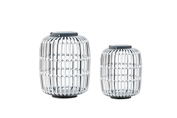 UL lampa solarna lampion ogrodowy z technorattanu kolor biały lampion duży mały Twoja Siesta luksusowe meble ogrodowe