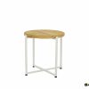 Milou biały stolik kawowy z blatem teakowym 3 rozmiary stolik z blatem drewnianym mały 34 cm Apple Bee designerskie meble ogrodowe