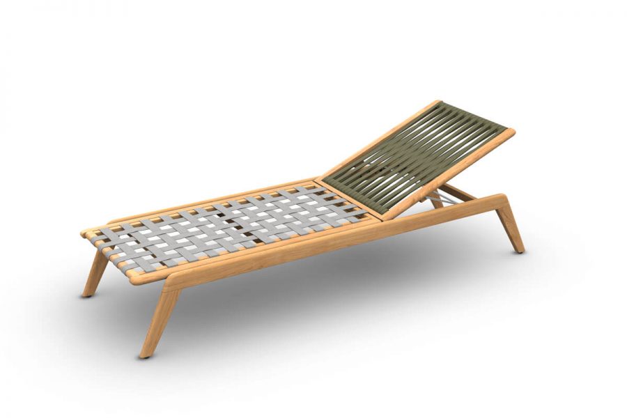 Ritz designerski leżak ogrodowy drewno teakowe lina polyolefin | Jati & Kebon