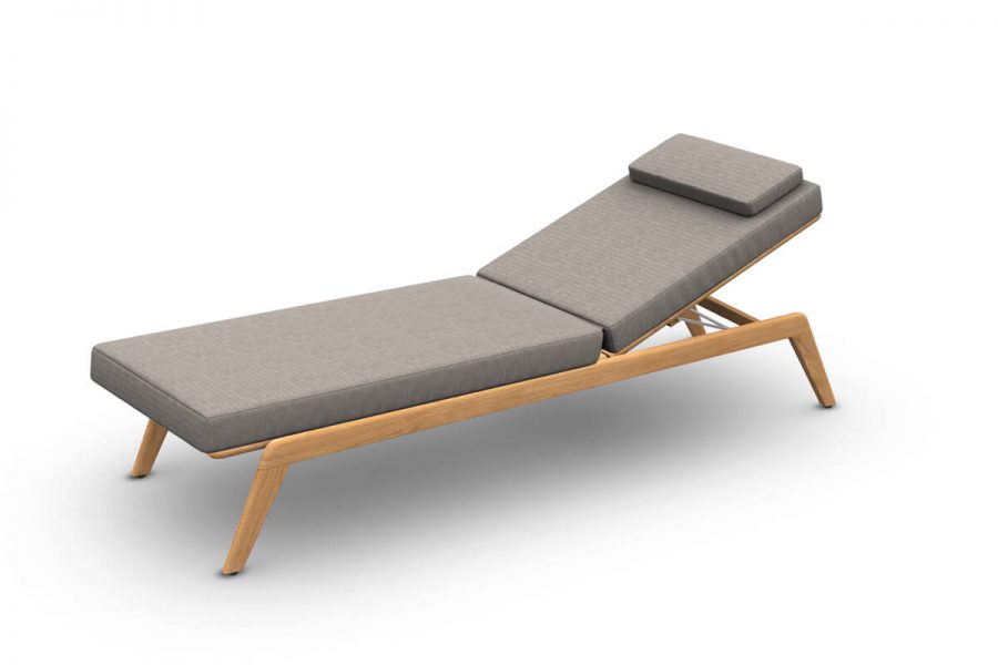 Ritz designerski leżak ogrodowy drewno teakowe tapicerka sunbrella | Jati & Kebon