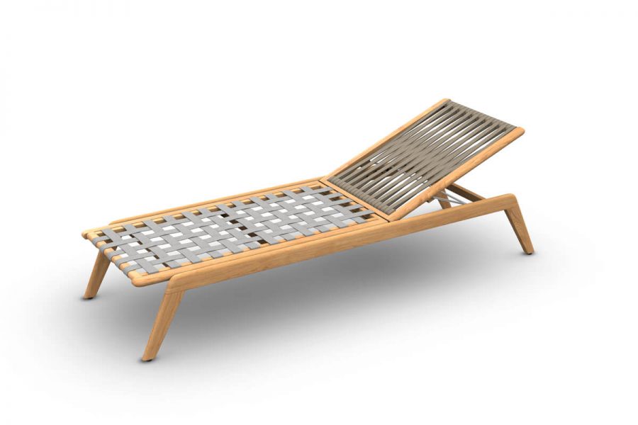 Ritz designerski leżak ogrodowy drewno teakowe lina plecionka polyolefin | Jati & Kebon
