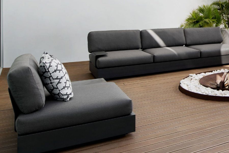 Bari podłokietnik z aluminium do modułu sofu ogrodowej kolor antracytowy sofa ogrodowa Bari Jati & Kebon