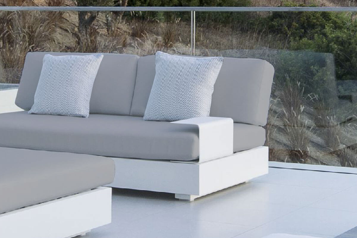 Bari podłokietnik z aluminium do modułu sofu ogrodowej kolor biały sofa ogrodowa Bari Jati & Kebon