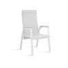 Alicante nowoczesne krzesło ogrodowe z regulacją oparcia kolor biały podłokietniki teak Zumm