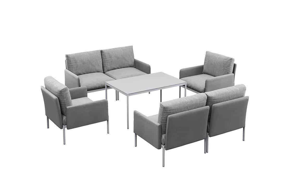 Arona 2 zestaw mebli ogrodowych z wysokim stolikiem meble modułowe aluminium szare sofa fotele ogrodowe Zumm