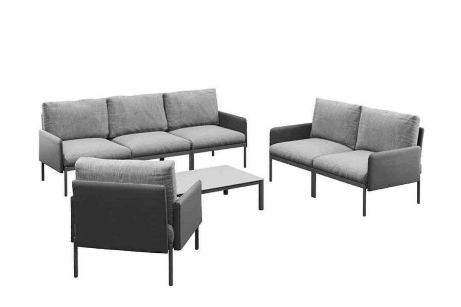Arona 3 zestaw wypoczynkowy modułowy aluminium kolor antracytowy sofa ogrodowa fotel ogrodowy stolik kawowy Zumm