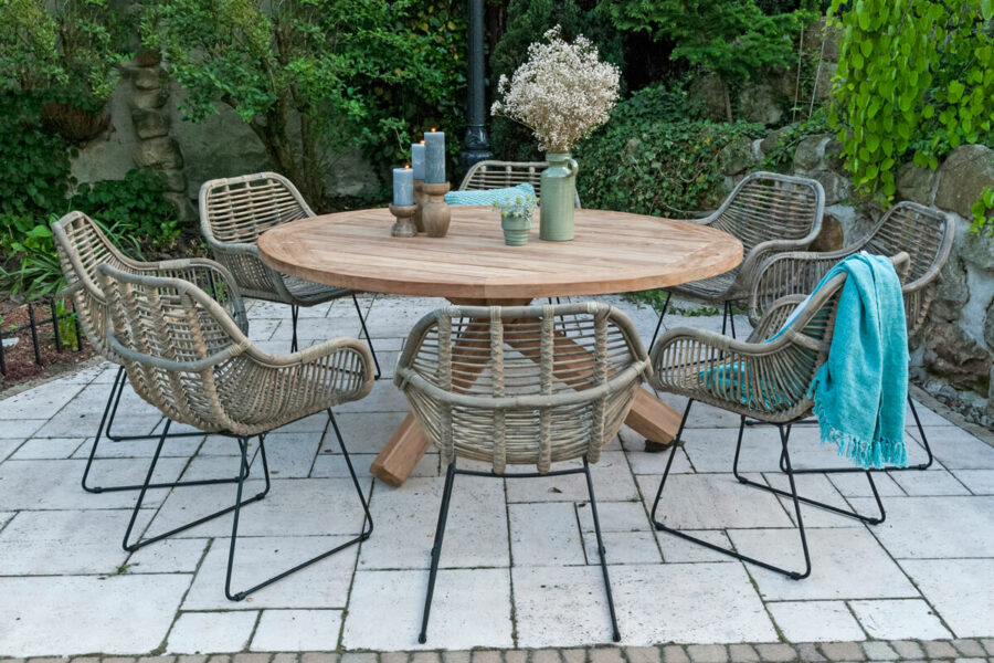 Bordeaux okrągły teakowy stół ogrodowy stół drewniany teak Vimine