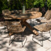 Bordeaux okrągły teakowy stół ogrodowy stół drewniany teak krzesła rattanowe Vimine