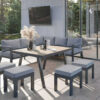 Grado 2 narożnik ogrodowy z wysokim stołem antracytowe aluminium Zumm eleganckie meble ogrodowe aluminium