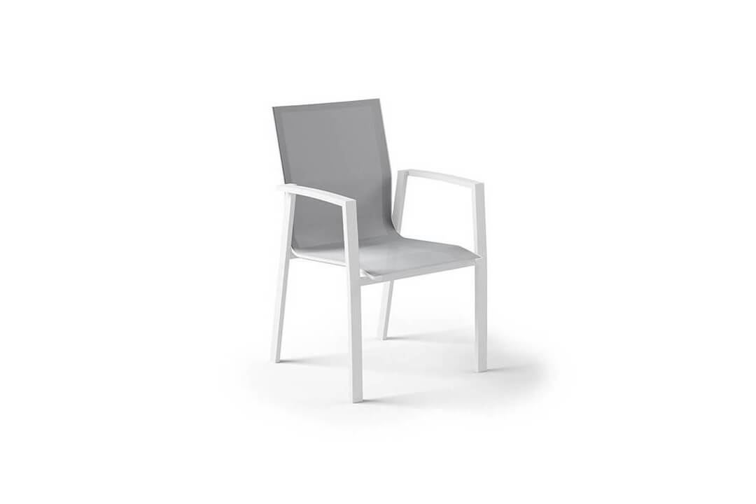 Leon nowoczesne krzesło ogrodowe aluminium białe siatka Zumm