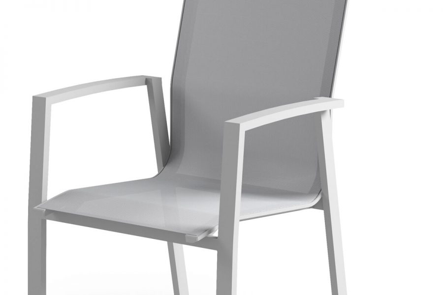 Leon nowoczesne krzesło ogrodowe aluminium jasnoszare tkanina Zumm