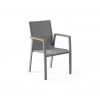 Leon nowoczesne krzesło ogrodowe aluminium podłokietniki teak szare siatka Zumm