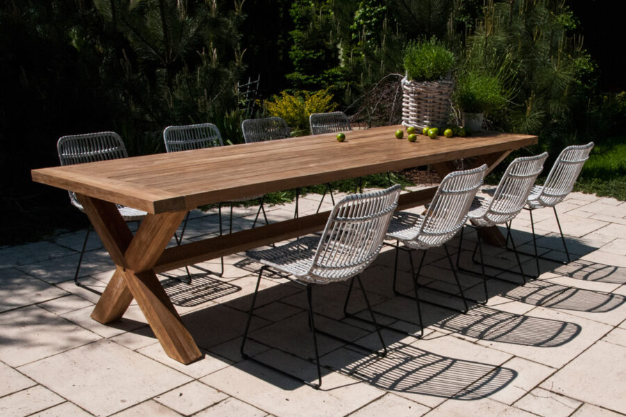 Lyon prostokątny stół ogrodowy 6-8 osób stół teakowy 300 cm Vimine
