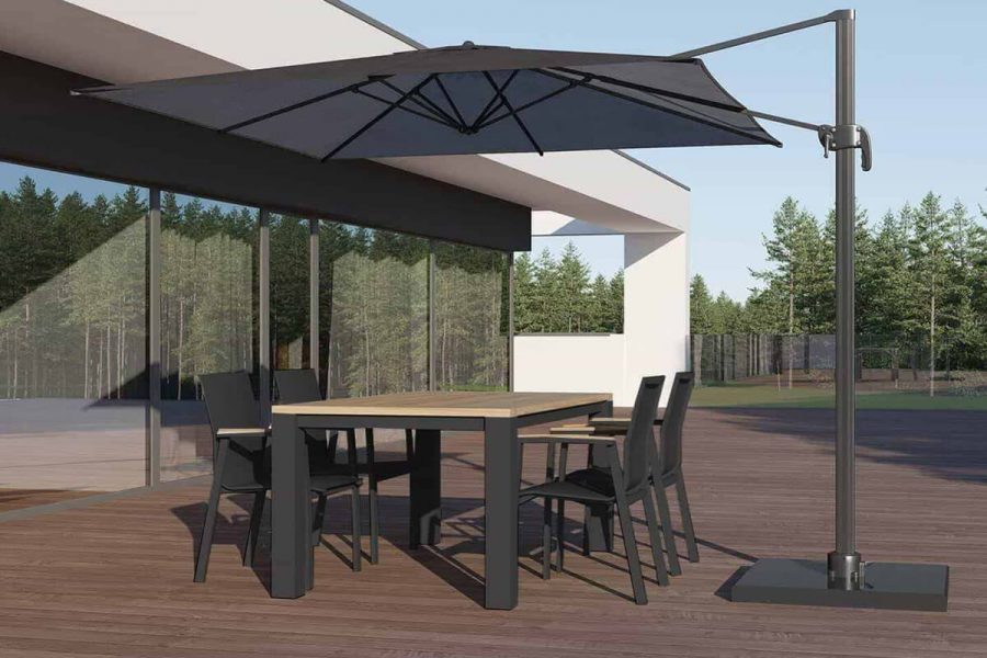 Madrit Leon nowoczesny zestaw stołowy do ogrodu 4-6 osób antracytowe aluminium stół ogrodowy 4 krzesła Zumm