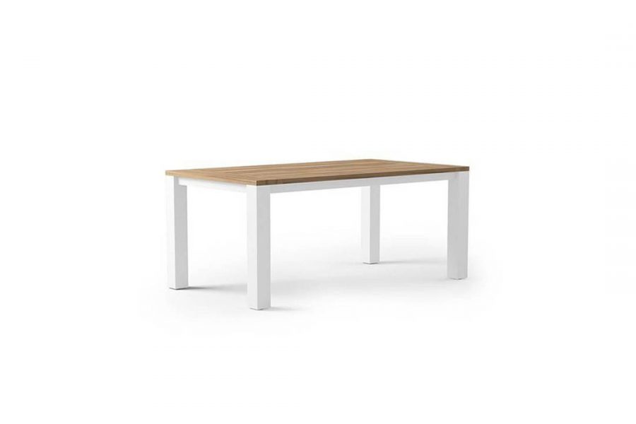 Madrit nowoczesny stół ogrodowy aluminium teak kolor biały Zumm