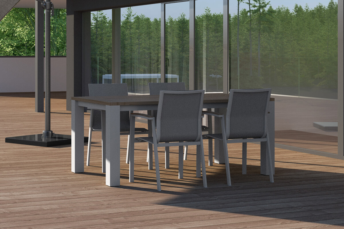 Madrit nowoczesny stół ogrodowy aluminium teak krzesło ogrodowe Leon Zumm
