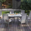 Oviedo nowoczesny stół ogrodowy aluminium szkło kolor szary szklany blat krzesła ogrodowe Zumm