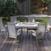 Oviedo zestaw ogrodowy stołowy 4-6 osób stół ogrodowy 6 krzeseł ogrodowych kolor szary drewno teak Zumm
