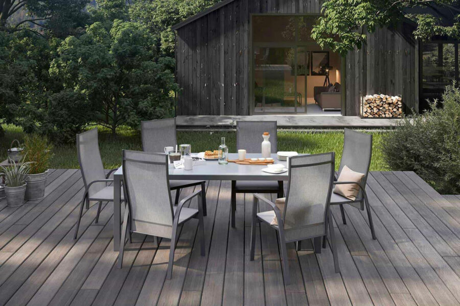 Oviedo zestaw ogrodowy stołowy 4-6 osób stół ogrodowy 6 krzeseł ogrodowych kolor antracyt Zumm