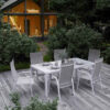 Oviedo zestaw ogrodowy stołowy 4-6 osób stół ogrodowy 6 krzeseł ogrodowych kolor biały Zumm