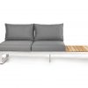 Parma nowoczesny narożnik ogrodowy z aluminium 6 osobowy sofa ogrodowa boczny stolik białe aluminium drewno teakowe Suns