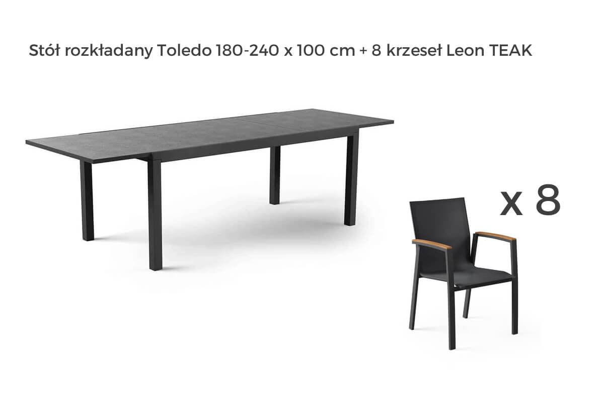 Toledo Leon zestaw ogrodowy stołowy 4-8 osób, wariant 62016 Zumm