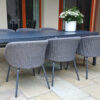 Bergen zestaw ogrodowy stołowy dla 6 osób stół krzesła ogrodowe pleciona szara lina aluminium Twojasista luksusowe meble ogrodowe