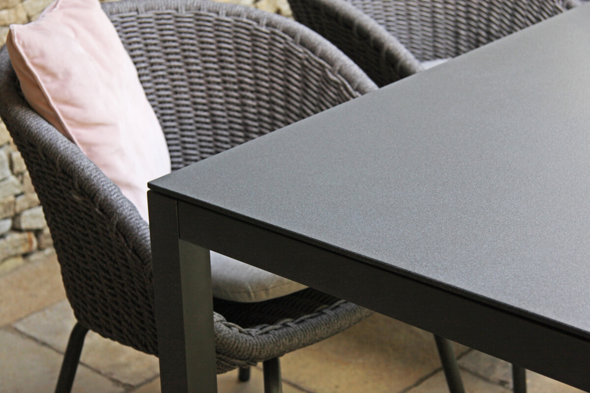 Bergen zestaw ogrodowy stołowy dla 6 osób stół ogrodowy krzesła szara lina Twojasiesta luksusowe meble aluminium