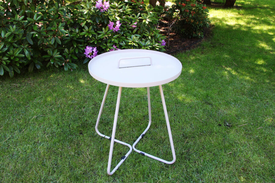 Cala szary stolik ogrodowy z aluminium ogrodowy stolik kawowy rozmiar L średnica 52 cm Twojasiesta meble ogrodowe aluminium