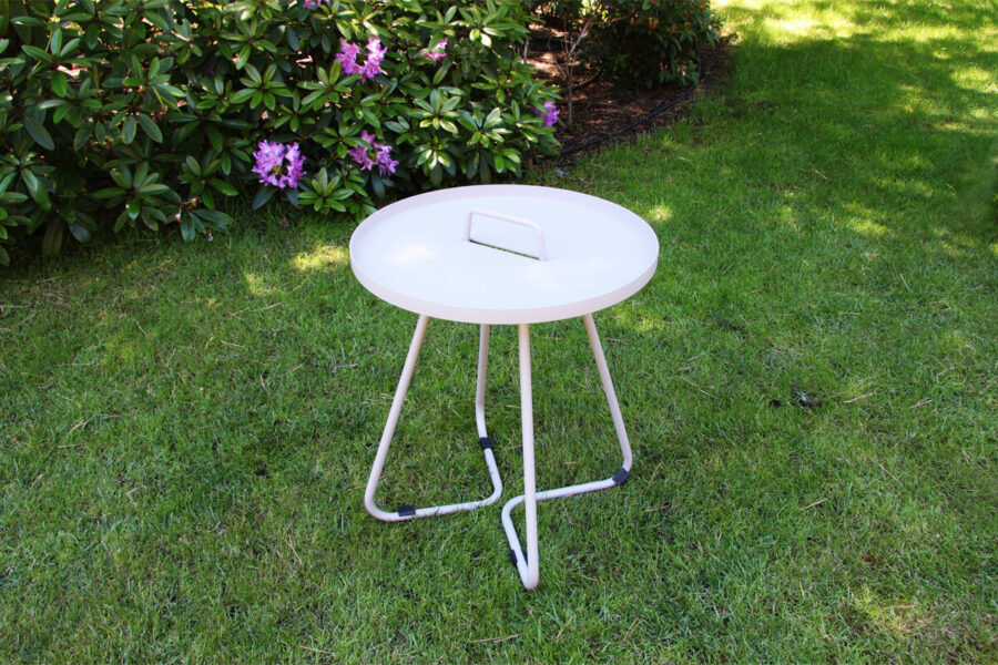 Cala szary stolik ogrodowy z aluminium stolik aluminiowy rozmiar M średnica 44 cm Twojasiesta meble ogrodowe aluminium