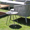 Cala szary stolik ogrodowy z aluminium stolik kawowy okrągły rozmiar S średnica 37 cm fotel ogrodowy Coma Twojasiesta meble aluminium