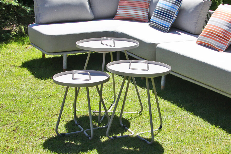 Cala szary stolik ogrodowy z aluminium stolik okrągły kawowy 3 rozmiary Twojasiesta