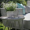 Cala szary stolik ogrodowy z aluminium stolik okrągły rozmiar M jasnoszary Twojasiesta meble ogrodowe aluminium