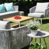 Cala szary stolik ogrodowy z aluminium stoliki kawowe aluminium rozmiar S M zestaw narożny Coma Twojasiesta meble ogrodowe aluminium