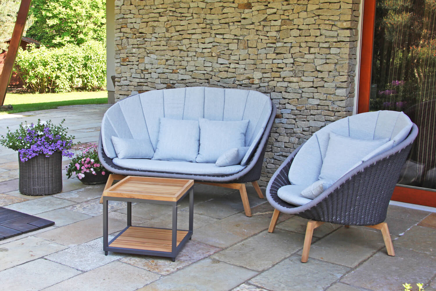 Cologne Spring meble ogrodowe wypoczynkowe sofa ogrodowa fotel stolik lina drewno teak Twoja Siesta